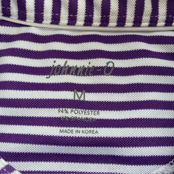 Johnnie O Polo Size M Set Of 2 Heather Blue & Purple White Stripe Nice - Picture 12 of 13